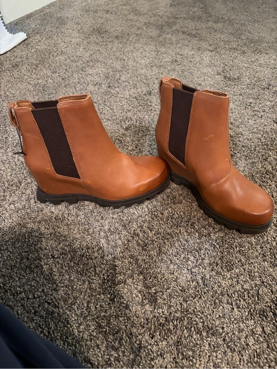 Sorel Shoes - Sorel Tan Leather Chelsea Wedge Heeled Boots